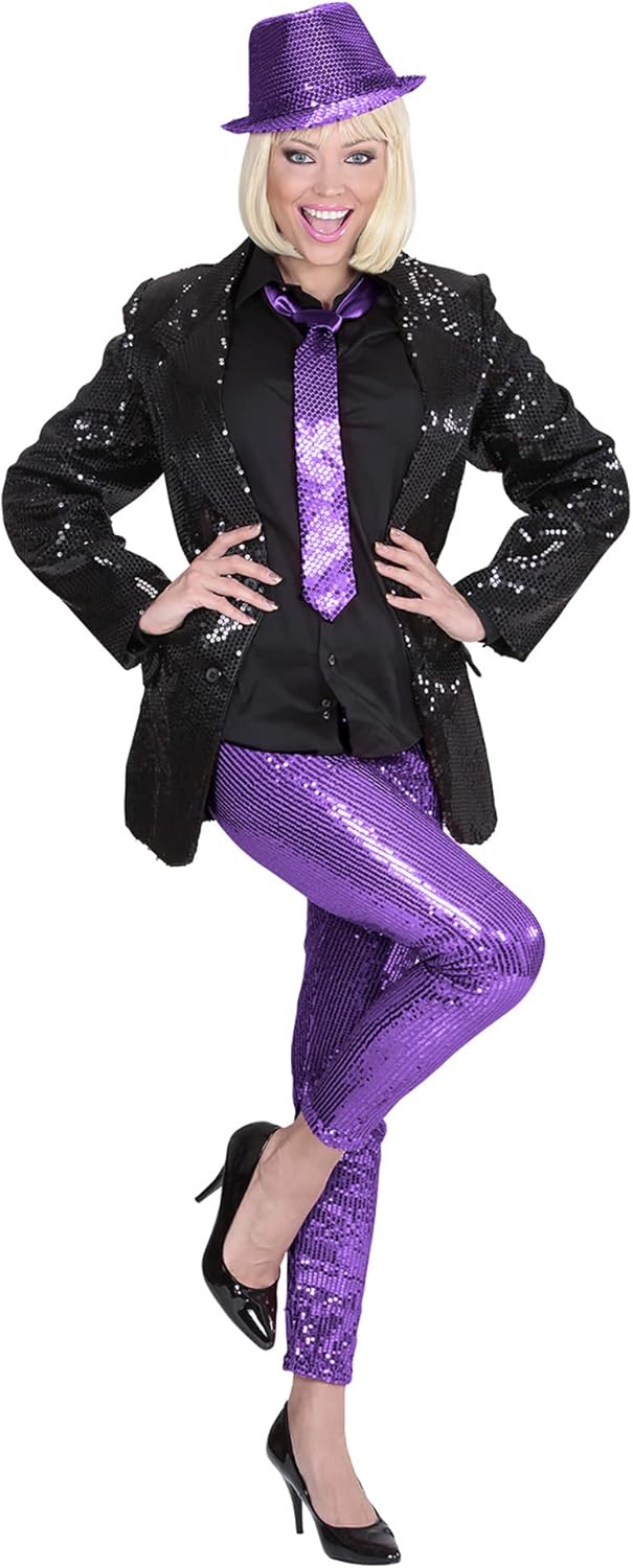 W WIDMANN MILANO Party Fashion - Leggings mit Pailletten, glänzend, Disco Fever, für Faschingskostüm