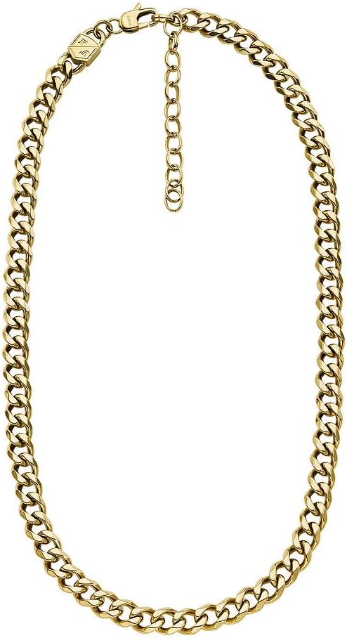 Fossil Halskette für Herren, Kette aus Edelstahl, Gelbgold