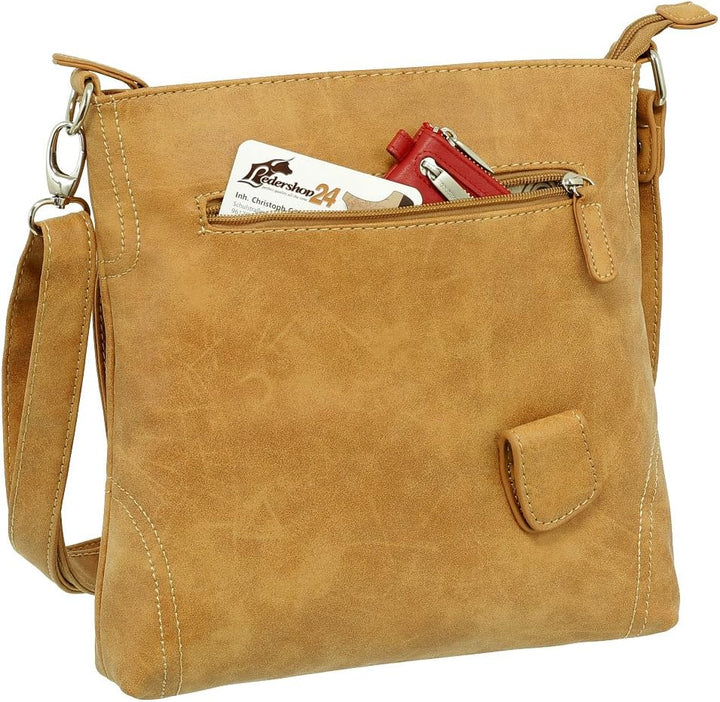 Ledershop24 Geschenkset - Handtasche Schultertasche Umhängetasche Wildleder-Imitat Used Look mit Rie