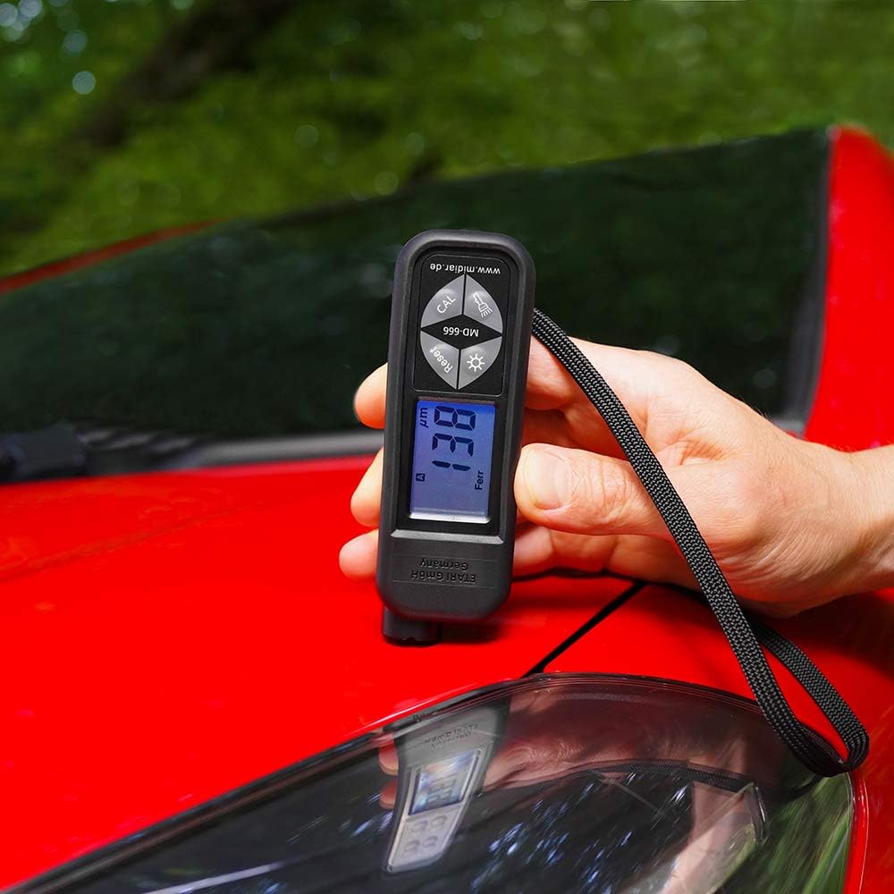 ETARI® MD 666 Schichtdickenmessgerät, Auto Lackschichtenmesser für Eisen und Alu-Karosserien, Lackdi