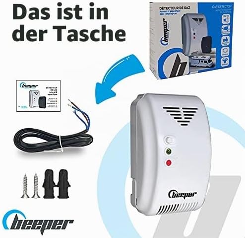 BEEPER DET-GN101 Gasdetektor für natürliche und einschläfernde Gase (schwarz), Schwarz