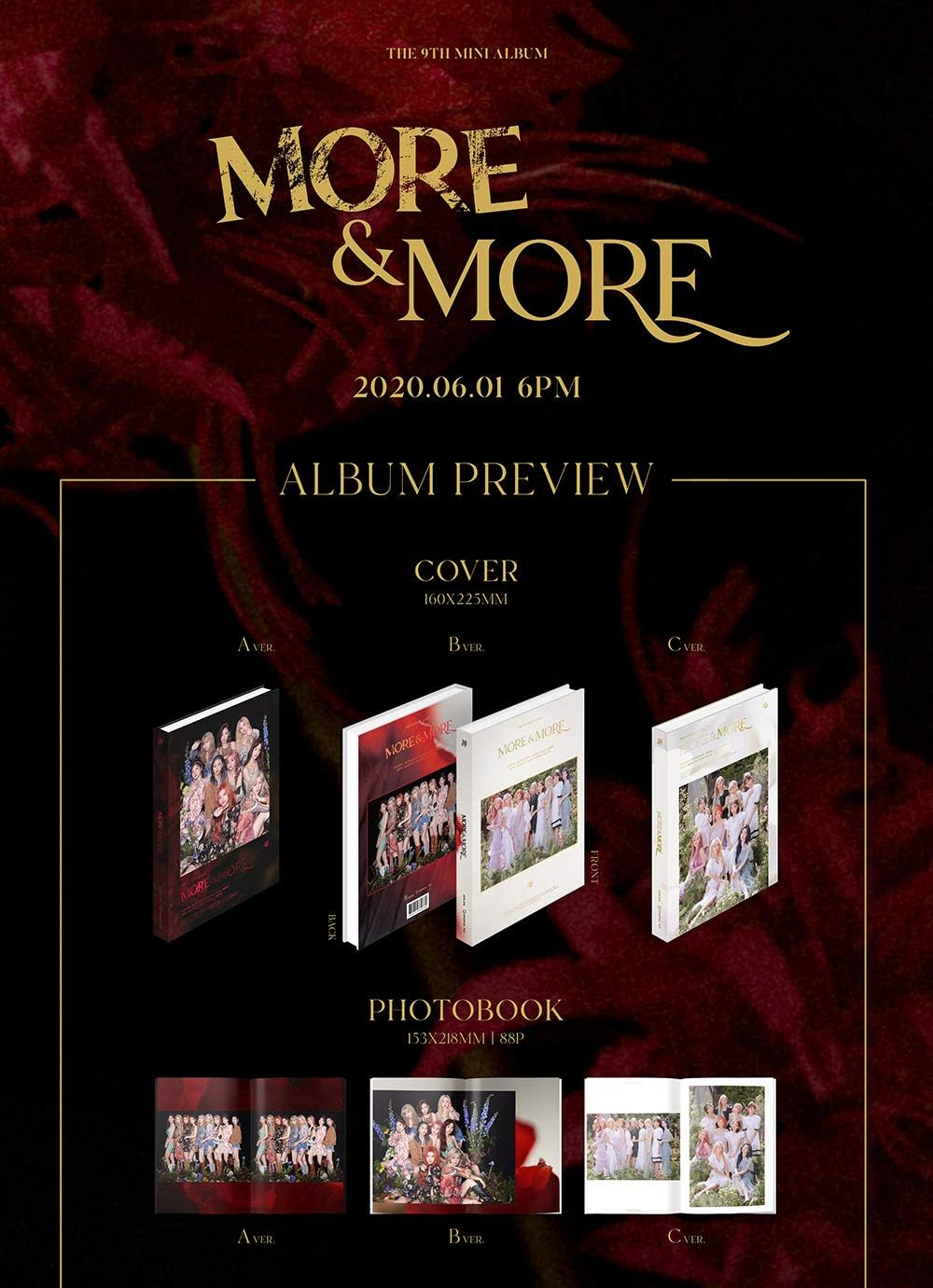 JYP Entertainment Twice More & More (9th Mini-Album) Album + Extra Photocards Set (B Ver.), B Ver.