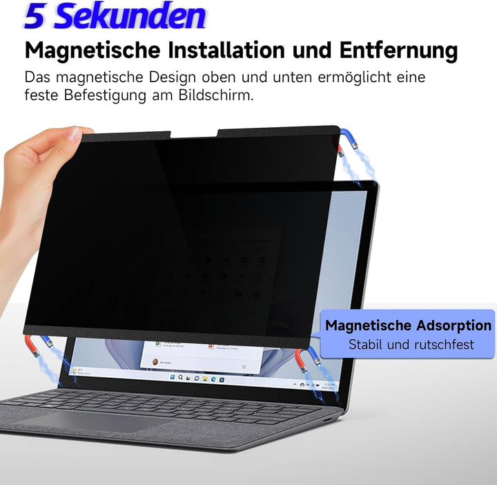 IPROKKO Magnetischer Blickschutzfilter für Microsoft Surface Laptop 5/4/3/2/1-15 Zoll, Abnehmbar Bla