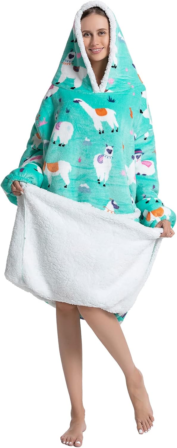 JOREAY Übergrosse Hoodie Decke mit Ärmeln für Damen Herren, Sherpa Kuschelig Deckenpullover, XXL Dec
