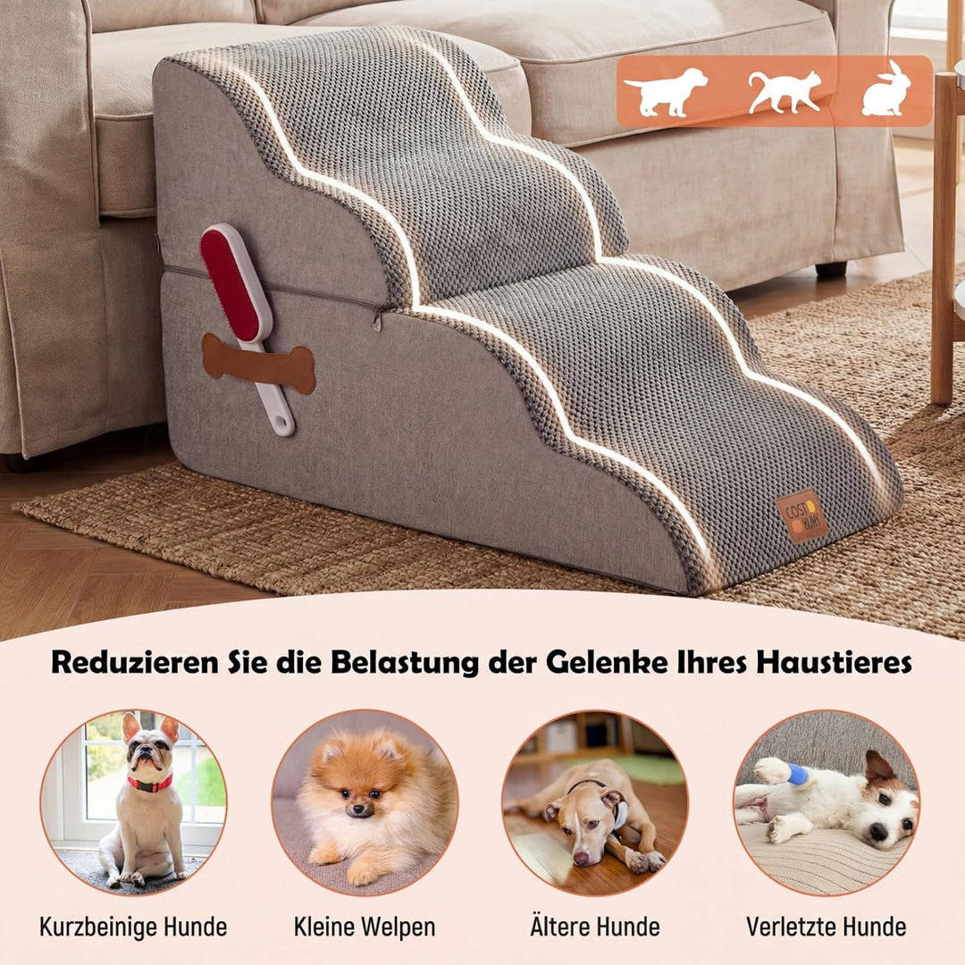 COSTWAY Hundetreppe 4/5 Stufen, Haustiertreppe für Kleine Hunde &amp; Katzen, 50 cm hoch Treppe aus Hoch
