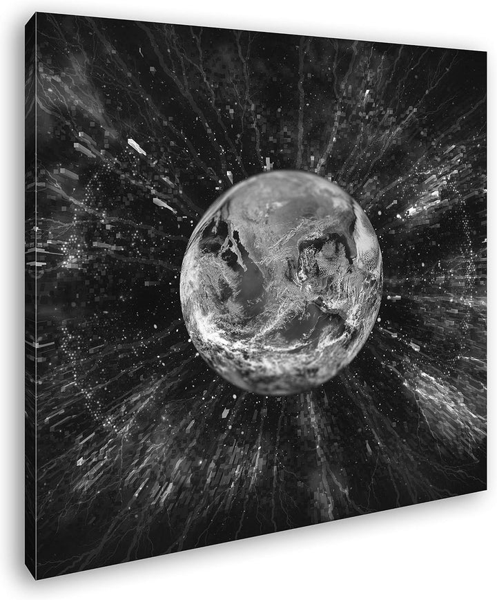 deyoli Erde Blauer Planet Format: 60x60 Effekt: Schwarz&Weiss als Leinwandbild, Motiv fertig gerahmt