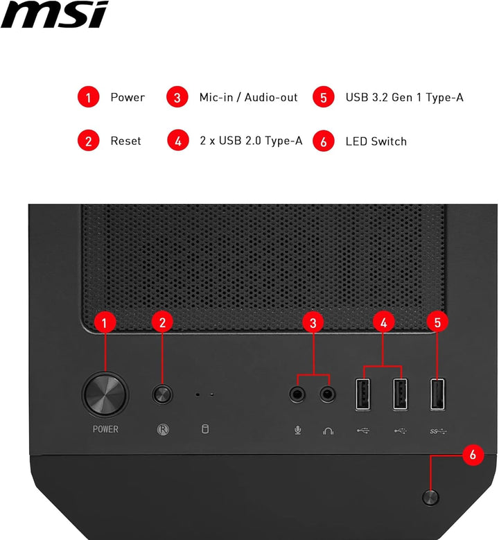 MSI MAG FORGE M100R Mini-Tower PC-Gehäuse, gehärtetes Glas, unterstützt Micro-ATX & Mini-ITX, Mesh-F