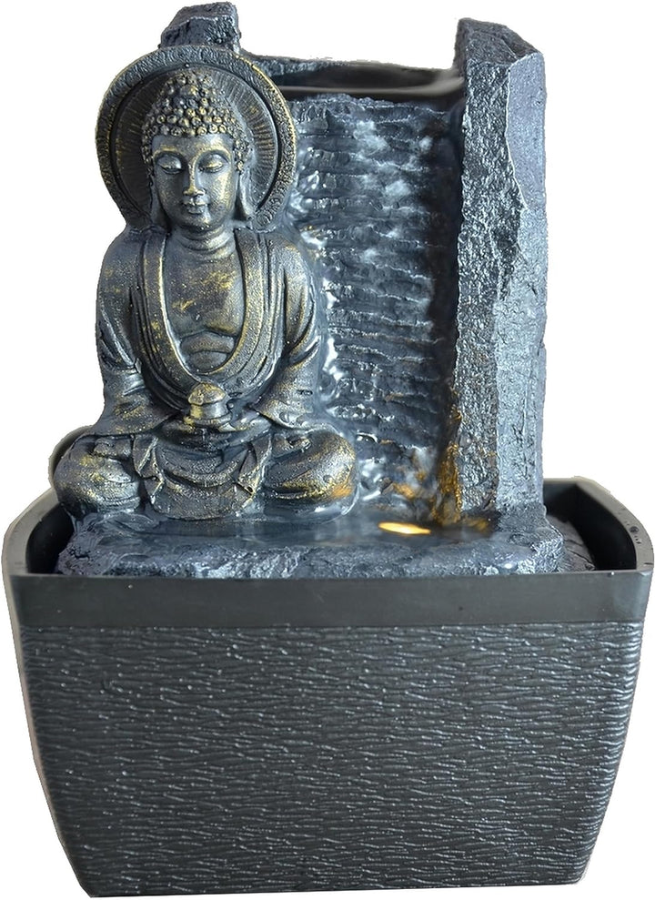 Zen'Light - Zimmerbrunnen Buddha Harmonie - Wasserbrunnen mit geräuschloser Pumpe - LED-Brunnen mit