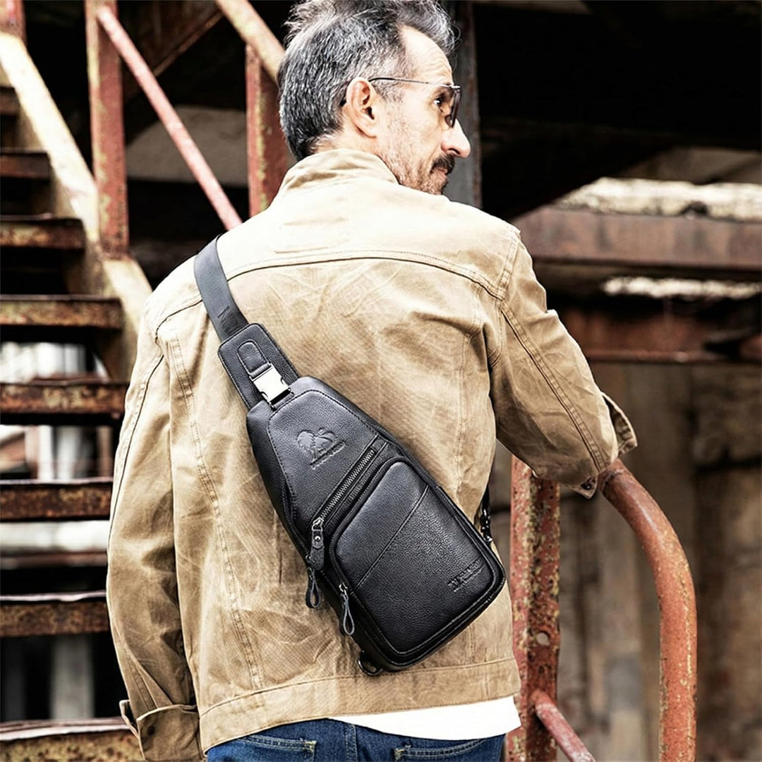 pundarika Leder Brust Tasche Männer Leder Umhängetasche Business Freizeit Crossbody Tasche Reise Arb