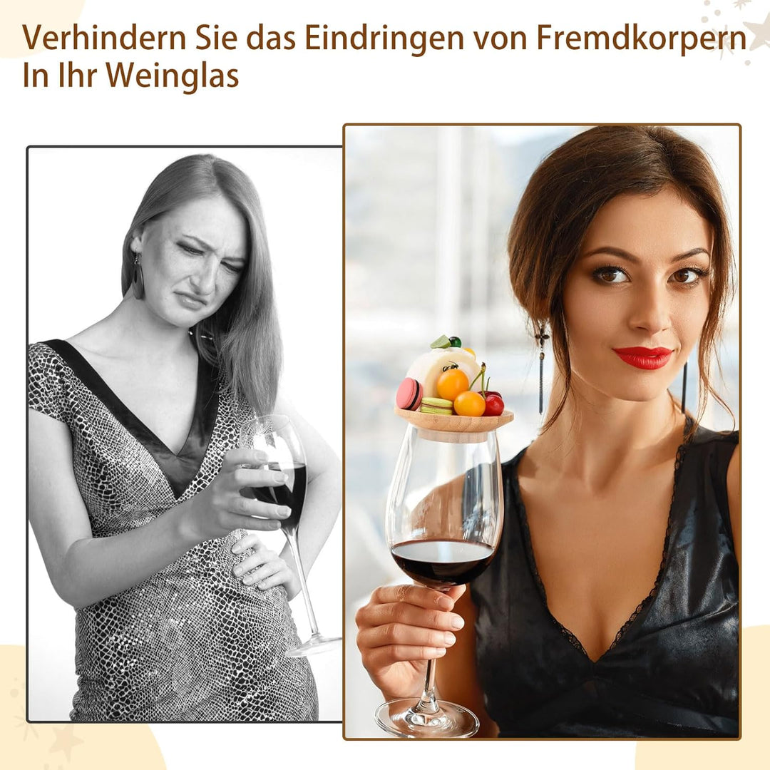 Generisch 10 Stück Weinglas Aufsatz,Charcuterie Brett Topper,Weinglas Topper Holz,Weinglas Topper,Un