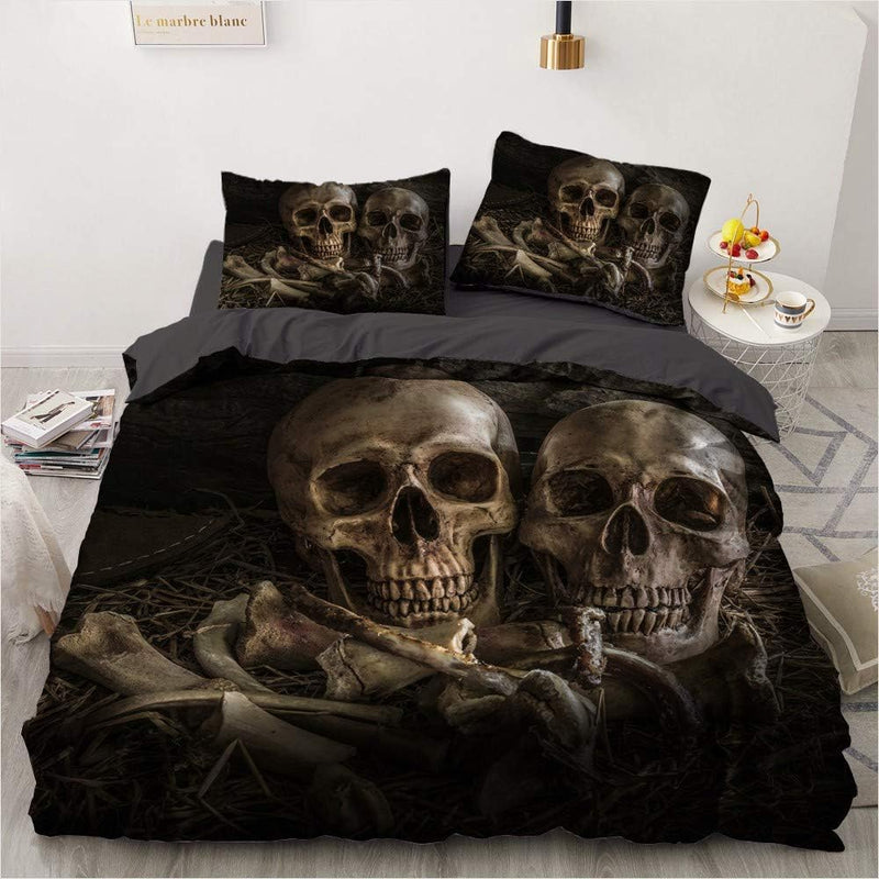 Luowei Bettwäsche Totenkopf 135x200cm 4 Teilig Schädel Motiv Bettwäsche Set Weiche Microfaser Bettbe