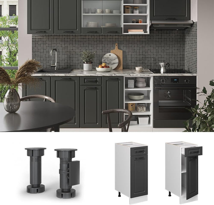 Vicco Küchenunterschrank R-Line, Anthrazit Landhaus/Weiss, 30 cm ohne Arbeitsplatte