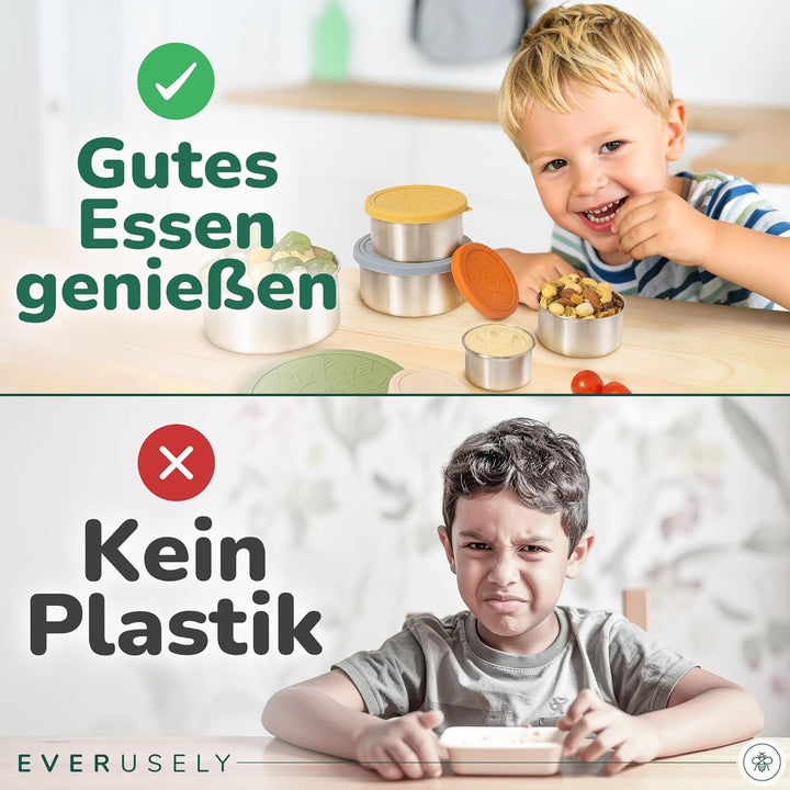 Everusely – Brotdose aus rostfreiem Stahl, auslaufsicher, mit Deckel – 5er-Set, Muted Collection – L