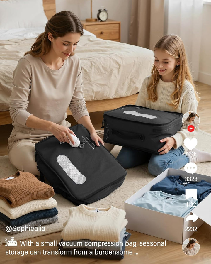 COOLIFE Vakuumbeutel für Kleidung Reise, Abnehmbar Wiederverwendbare Kompressionsbeutel für Koffer u
