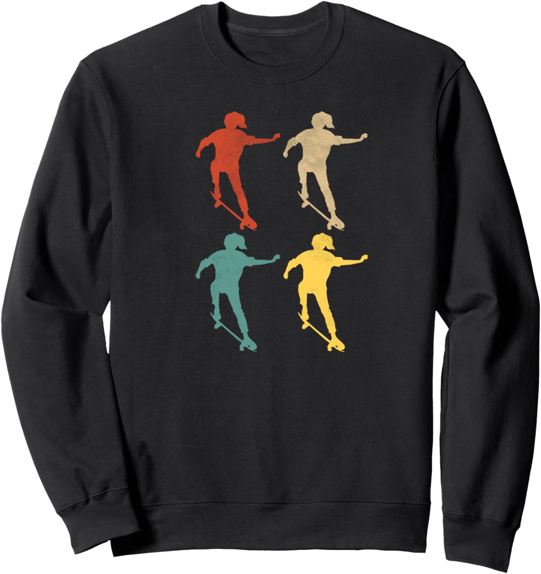 Skater Mädchen Vintage Retro Skateboard Skate Sweatshirt