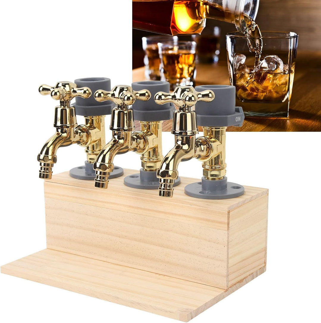 Holzspeicherspender, 3 Plätze Flaschen Whisky -Spender Wasserhahn Formlegierbar Zubehör Getränke -Se