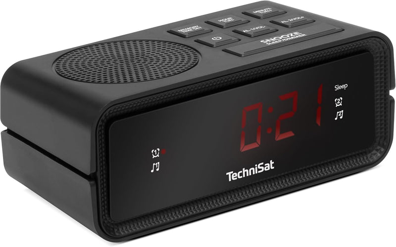 TechniSat DIGICLOCK 2 – kompakter UKW Radiowecker (Zwei Weckzeiten, Schlummerfunktion, dimmbares LCD