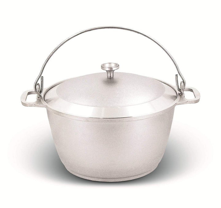 Grosser ALU Koch-Topf Schmortopf mit Bügel Deckel Kasan Kazan 10 Liter für CAMPING Aluguss