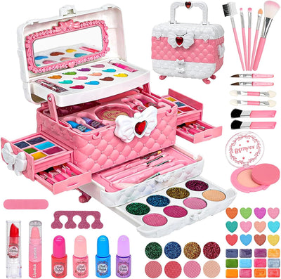 Kinderschminke Set Schminkkoffer Mädchen - 55Pcs Waschbar Kinder Schminke für Mädchen, Kinder Schmin