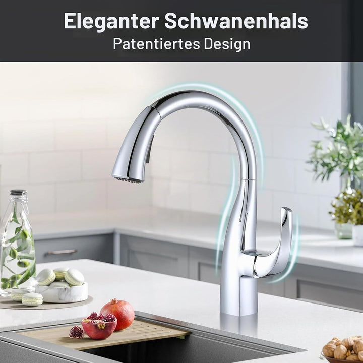 ARCORA Küchenarmatur mit Ausziehbarer Brause, 360° Schwenkbarer Wasserhahn für die Küche, 2 Strahlar