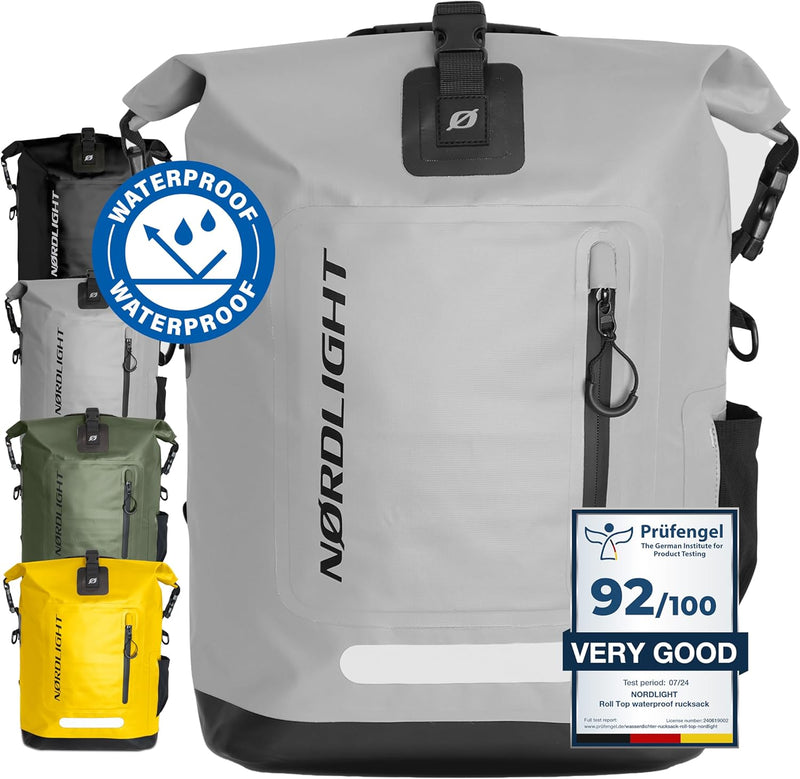 Nordlight Wasserdichter Rucksack Roll Top 25L - Hybrid 25" | Dry Bag Rucksack mit 15 Zoll Laptopfach