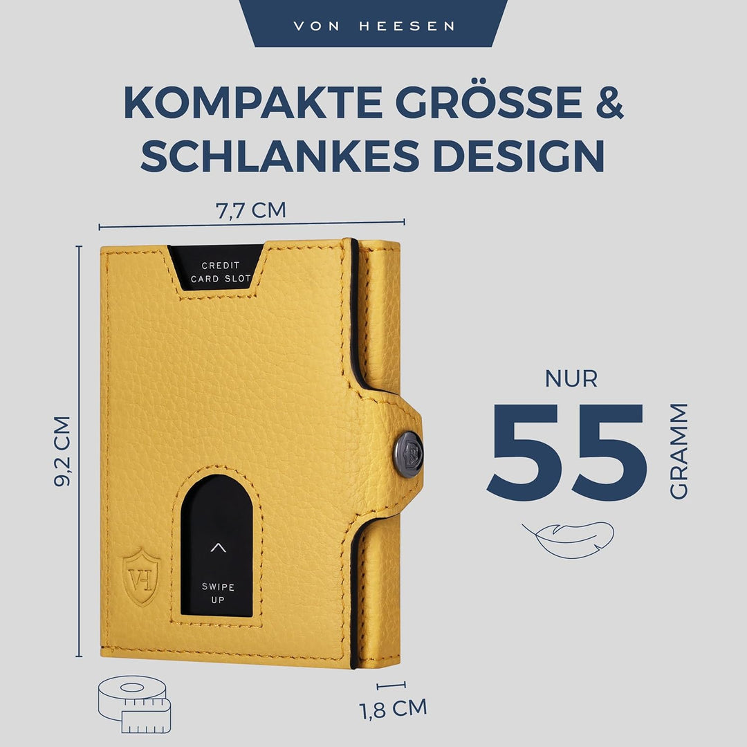 VON HEESEN Slim Wallet mit RFID Schutz - Geldbörse Herren klein - Mini Geldbeutel Damen Portmonee -