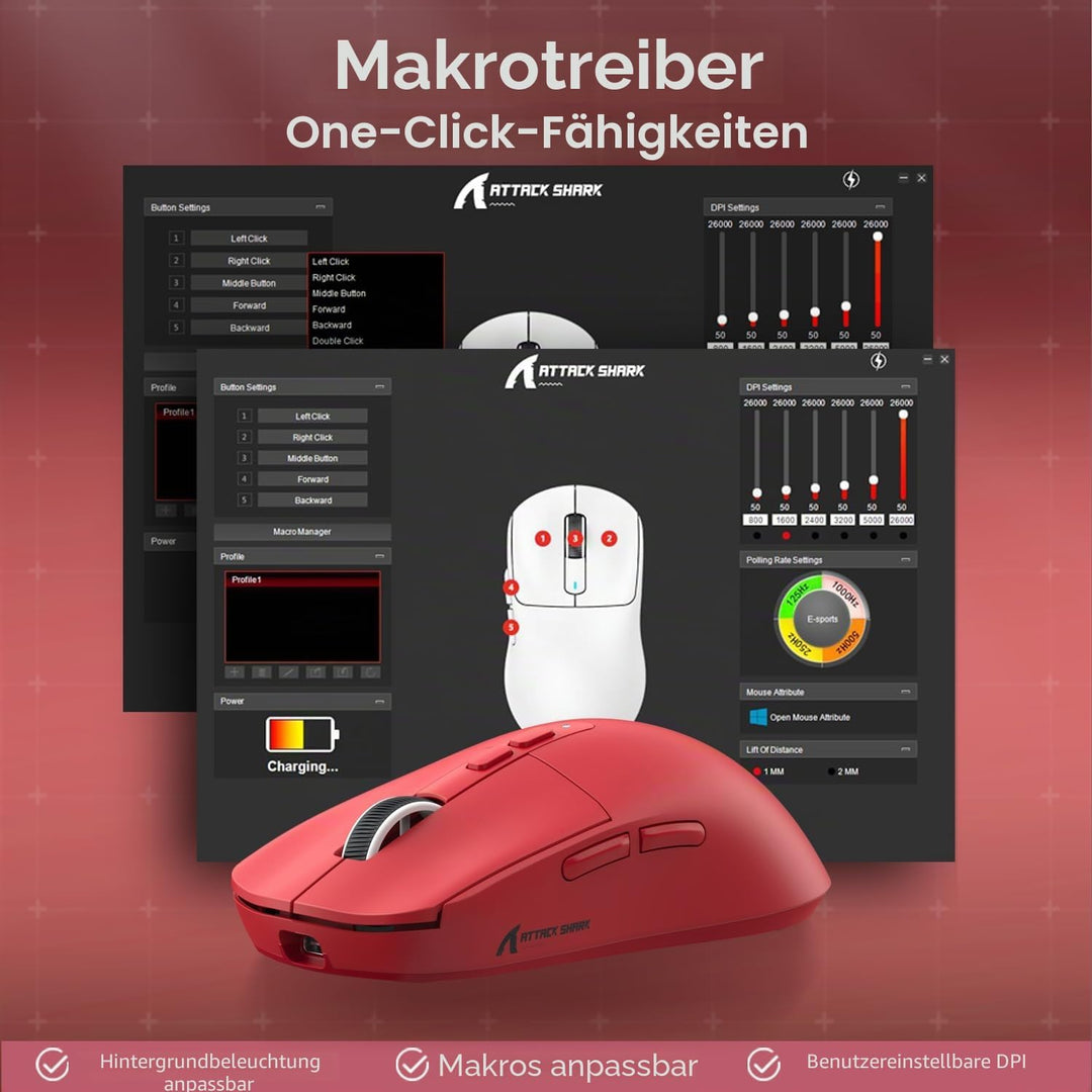 ATTACK SHARK X6 49g Superlight Mouse with Magnetic Charging Dock, PixArt PAW3395 Gaming Sensor, BT/2