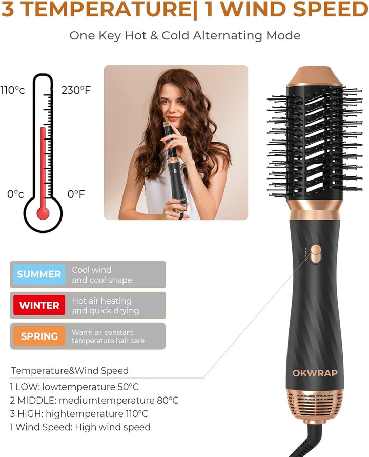 Hair Styler 6 in 1 Airstyler Haarstyler avec 6 accessoires Rundbürstenföhn, Warmluftbürste, Thermal