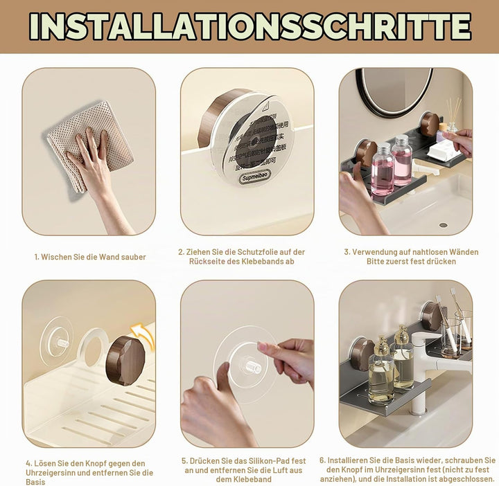 Waschbecken Ablage, Bad Organizer Badezimmer Regal Ohne Bohren Bad Ablage über Waschbecken 40 X 16 X