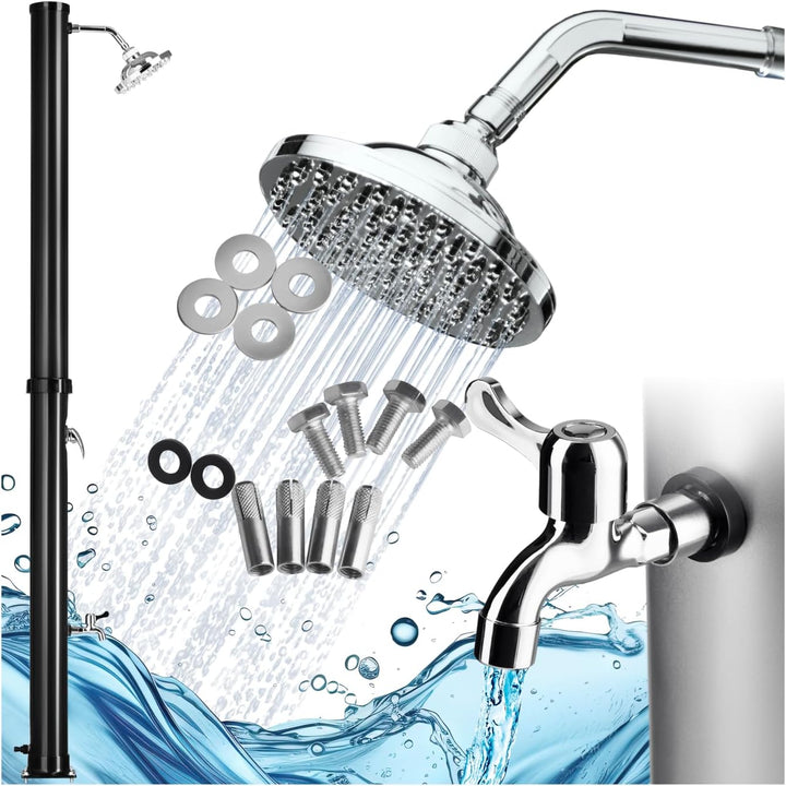 tectake® Gartendusche mit Duschkopf gross und Wasserhahn für Füsse, Solardusche 20l, solar Shower Au