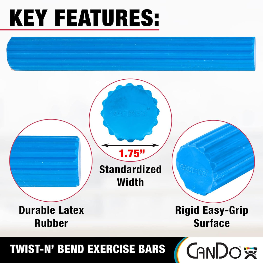 CanDo Hand- und Fingertrainer Twist-n-Bend, Flexibler Übungsstab, Trainingsstab, blau (schwer), 10-1