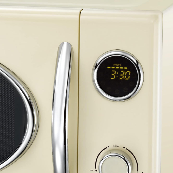 MELISSA 16330128 Retro Mikrowelle/1000 Watt/23 Liter Garraum,Design Mikrowelle mit Grill/Creme Farbe