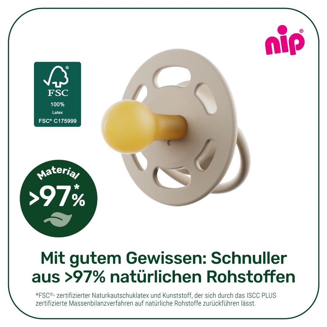 Jetzt noch zahnfreundlicher: nip Cherry Schnuller, leuchtet im Dunkeln, flacher Sauger in Kirschform