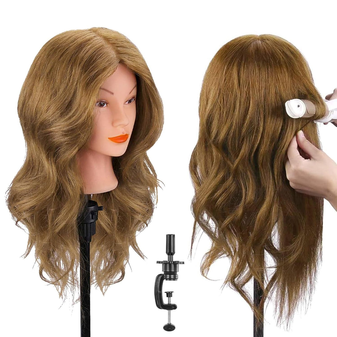 Frisierkopf Echthaar, TopDirect 18 Zoll 45 cm Übungskopf 100% Echthaar Cosmetology Mannequin Puppenk