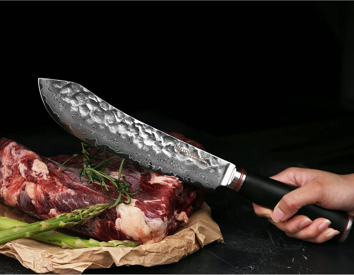 YOUSUNLONG Blockmesser gross Damastmesser Ebenholz, Klinge 25,00 cm Länge - sehr hochwertiges sehr s