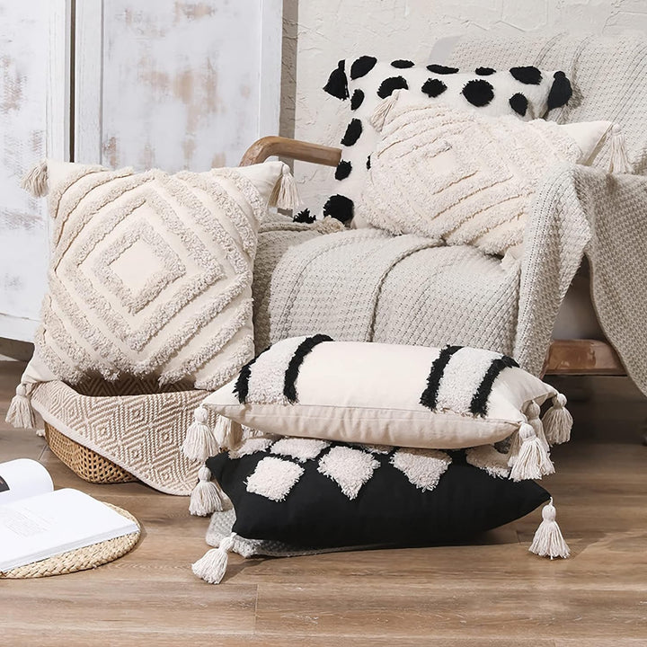 VanderHOME Bohemian Super Soft Kissenbezug Dekorative Tufted Quaste Kissenbezüge Baumwolle Weich Wov