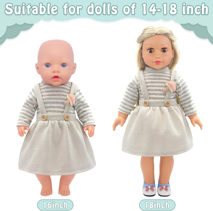 4 Komplette Outfits Puppenkleidung Puppen Set für 35-45 cm und 14-18 Zoll Puppen Enthält Strampler,