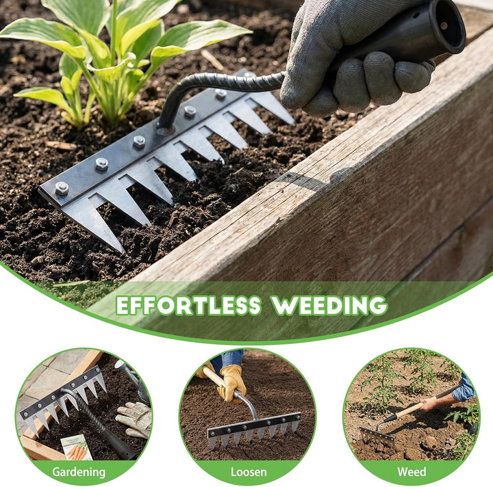Gartenrechen,8 Teeth rechen,Mehrzweck Garten Unkraut Werkzeug,Gartenrechen aus Metall, Eisenrechen f
