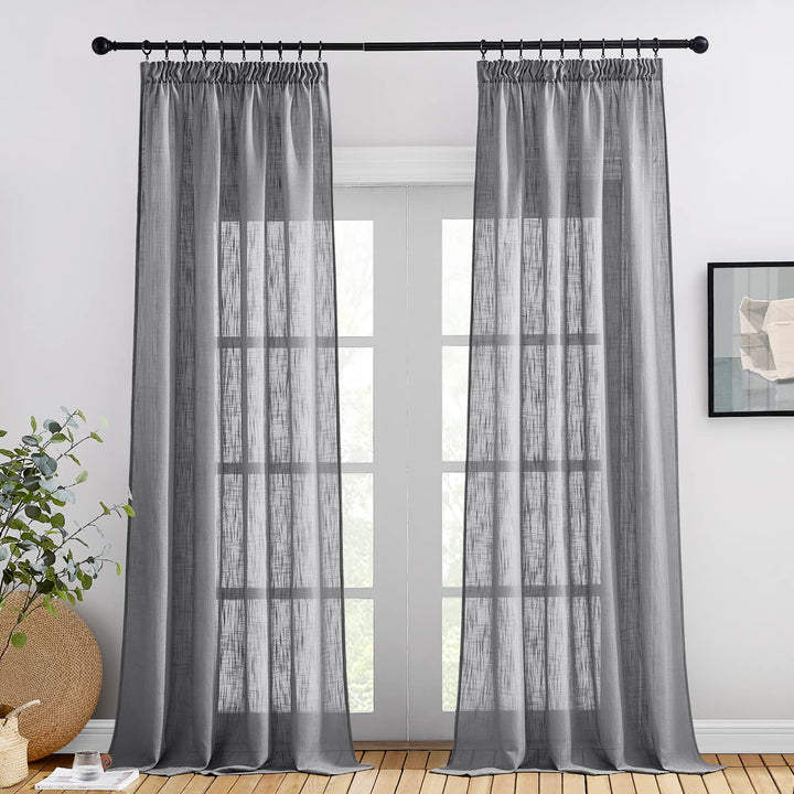 PONY DANCE Gardinen Wohnzimmer Modern Vorhang Leinenoptik - 2 Stücke H 245 x B 140 cm Gardinen Halbt