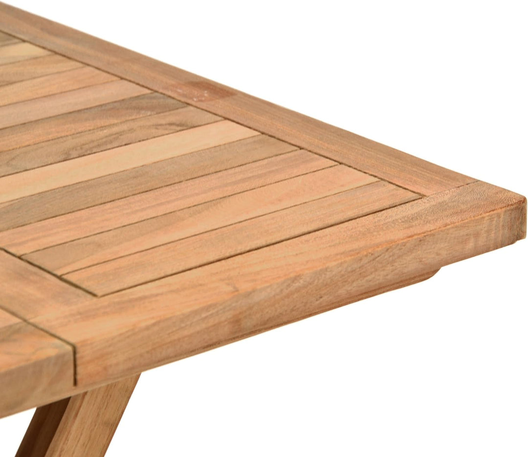 Divero Kindertisch Beistelltisch Balkontisch Teak Holz Tisch für Terrasse Balkon Garten – eckig wett