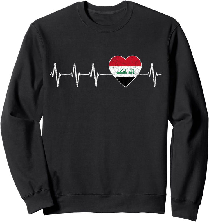 Irakische Herzschlag Ich liebe Irak Flagge Herz Puls Sweatshirt