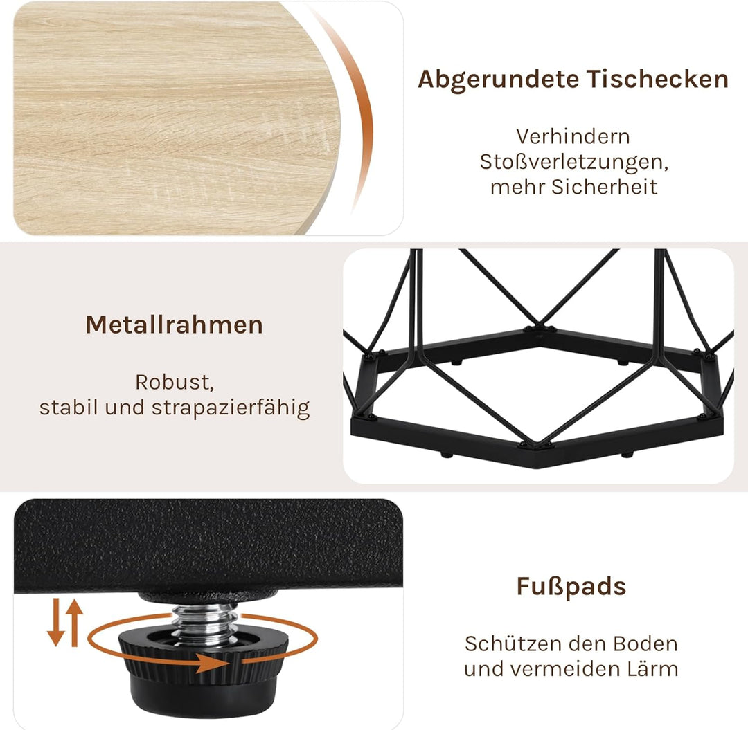 WOLTU Couchtisch rund, Wohnzimmertisch mit Stauraum, Beistelltisch Sofatisch Kaffeetisch, aus Metall