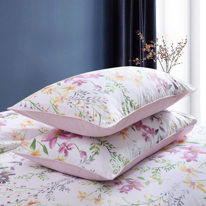 Brandream Bettwäsche-Set im Gartenstil, Blumenmuster, Zweige und Blätter, wendbar, 1 Bettbezug mit 2