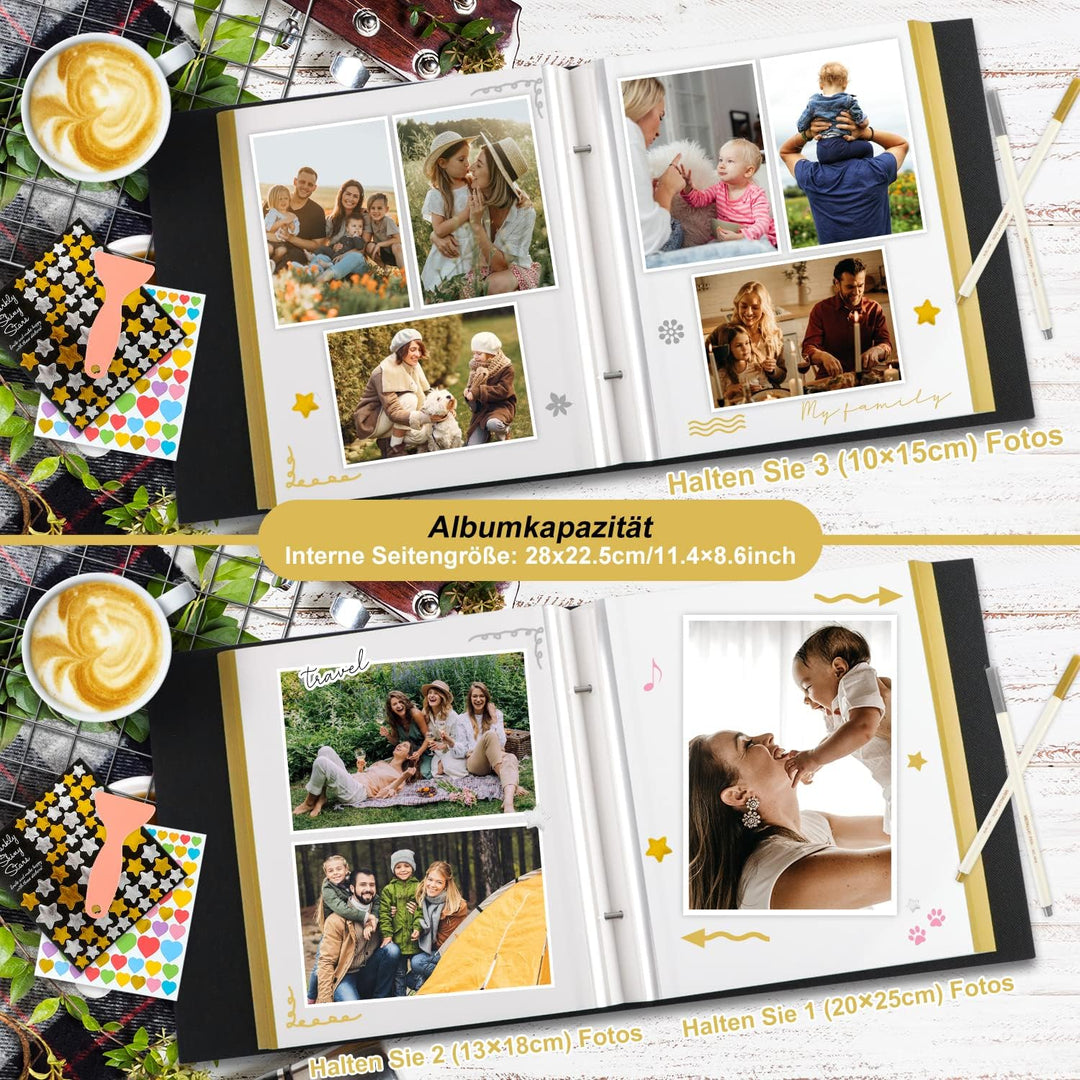Lanpn Fotoalbum Selbstklebend Einkleben Scrapbook, Leinen Gross Weisse Seiten Fotobuch zum Selbstges