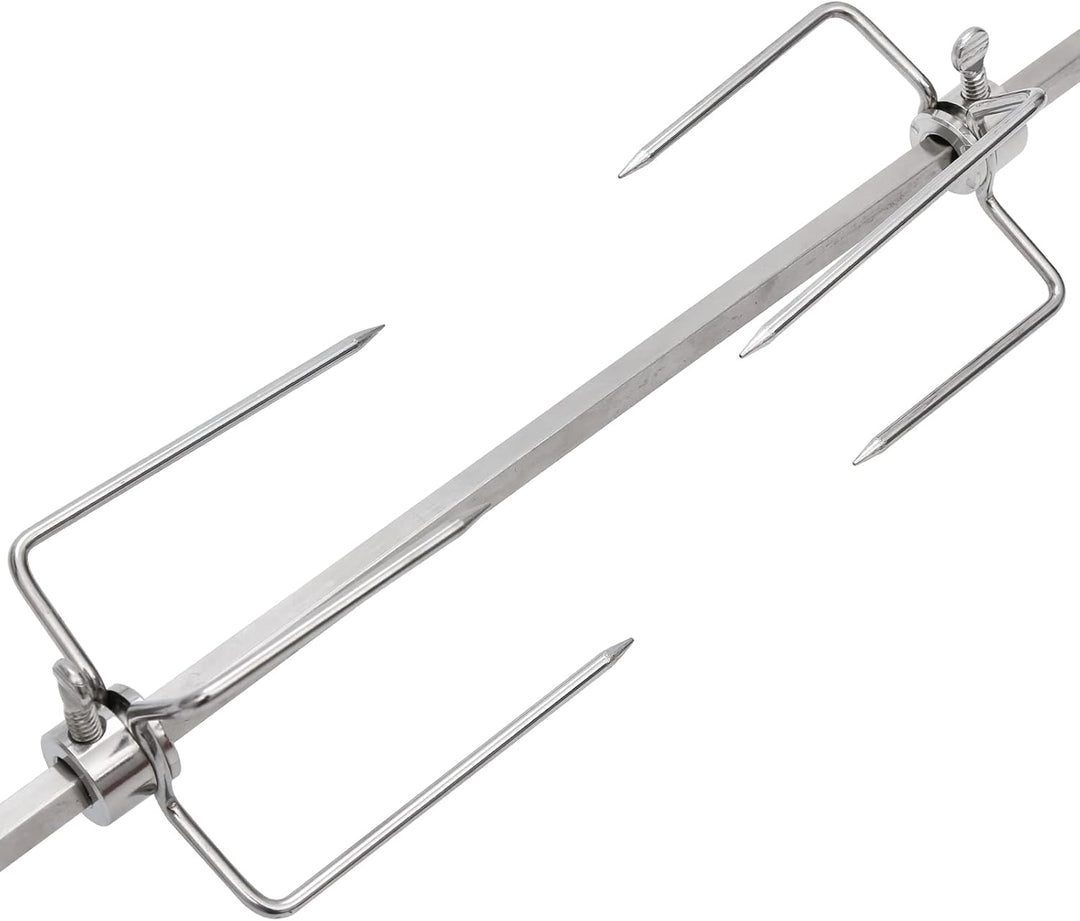 Grillspiess Set, 107cm Drehspiess mit 2X Fleischnadeln, Grillspiess mit Edelstahl Motor, 220V - 240V