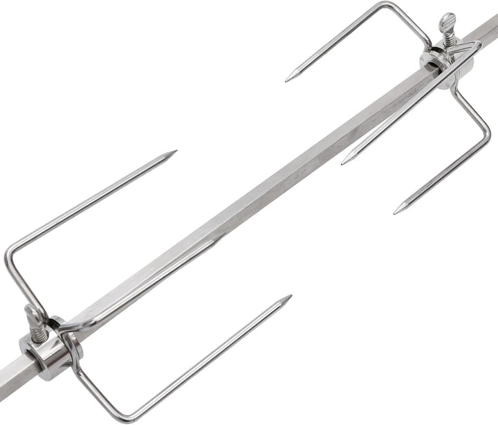 Grillspiess Set, 107cm Drehspiess mit 2X Fleischnadeln, Grillspiess mit Edelstahl Motor, 220V - 240V