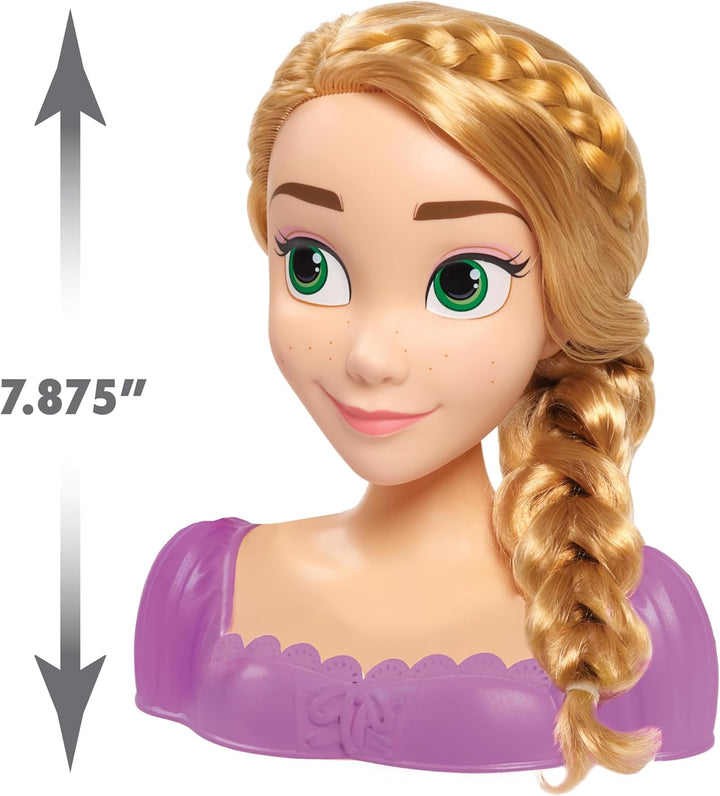 Disney Princess 20 cm Rapunzel Frisierkopf mit Zubehör, 7-teilig, Blondes Haar, Kinderspielzeug für