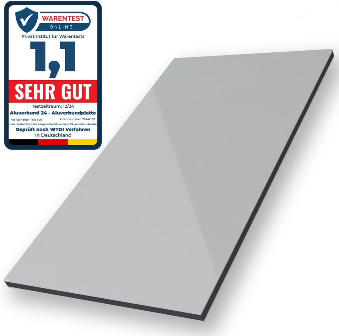 Aluverbund 24 Aluverbundplatte, Aluminium Platte, 3mm dick, Grau/RAL7042, 50x70cm 50x70cm Grau Ral70
