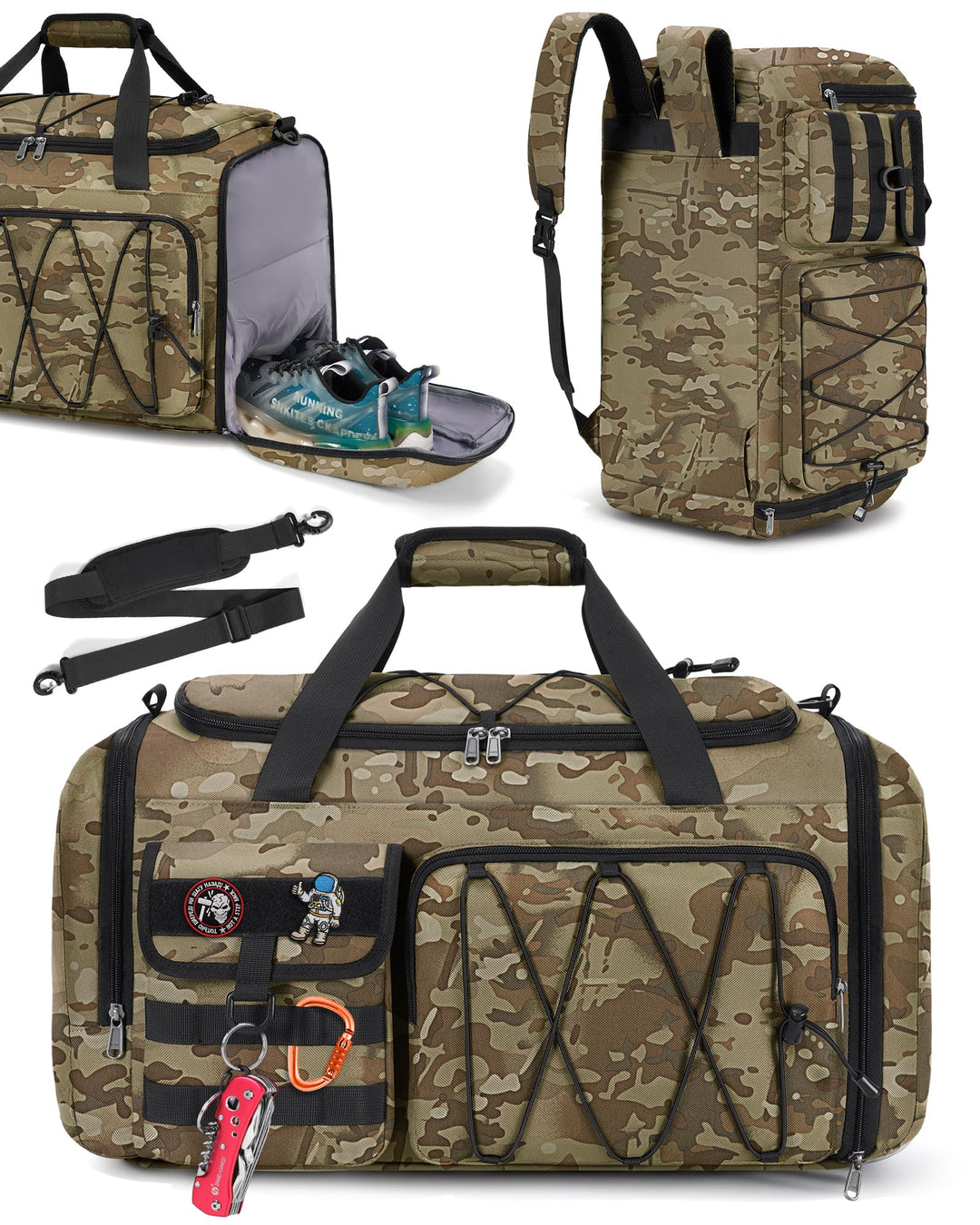 RAINSMORE 45L Sporttasche Herren Damen, 3-IN-1 Reisetasche mit Schuhfach Nassfach, Wasserdicht Gym D