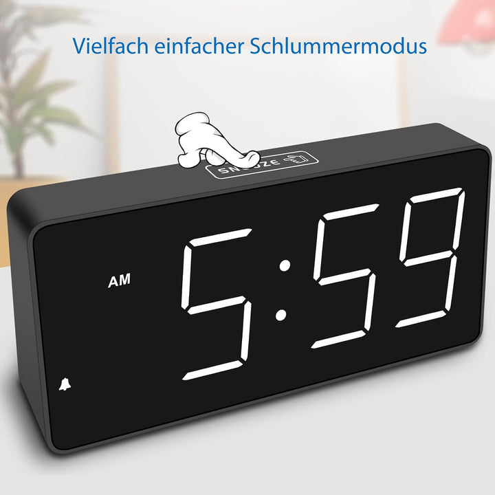 Eachui LED Wecker Digital mit Grossen Zahlen, Wecker mit Ladestation, Helligkeit und Lautstärke Rege
